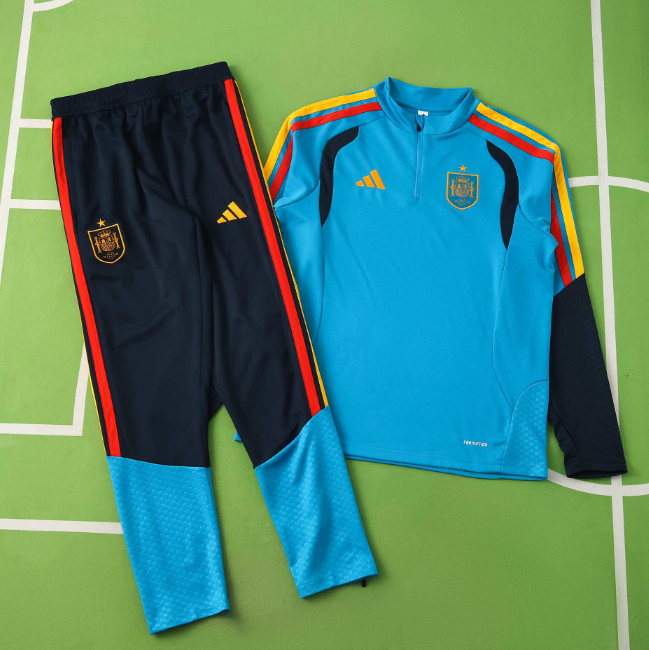2026 FIFA World Cup Spain Blue Training Kits Sweatshirt with Pants